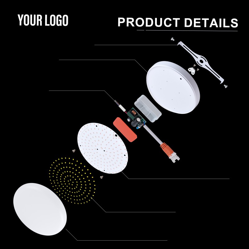 36W lumahing LED Frameless Panel cahya, Aluminium + PC, wesi + PP, Full cahya